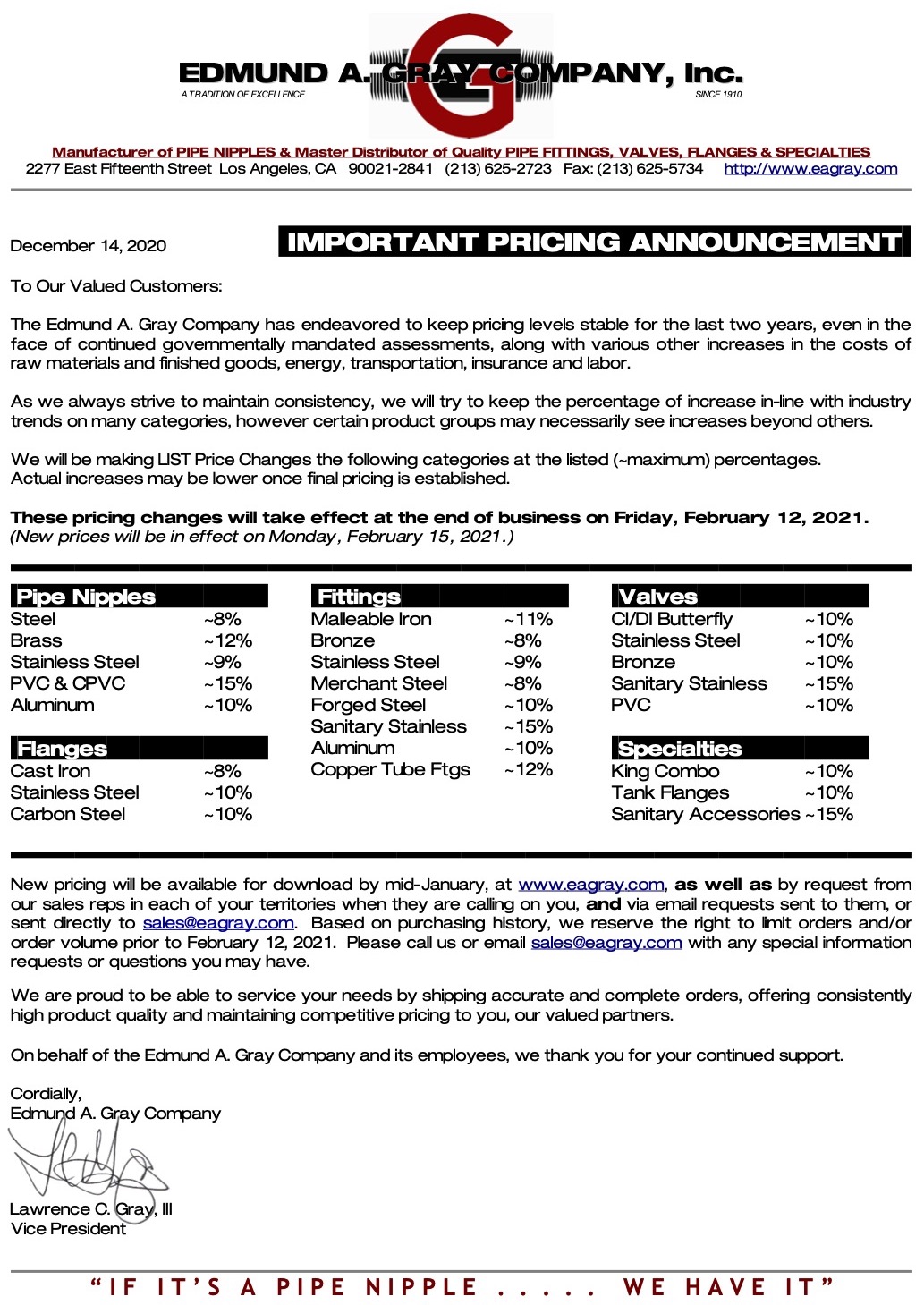 eagray increase letter 2021